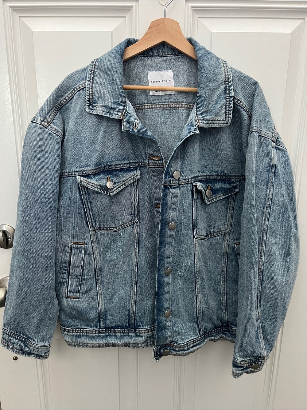 Celebrity Pink Washed Denim Jacket in‎ Light Blue
